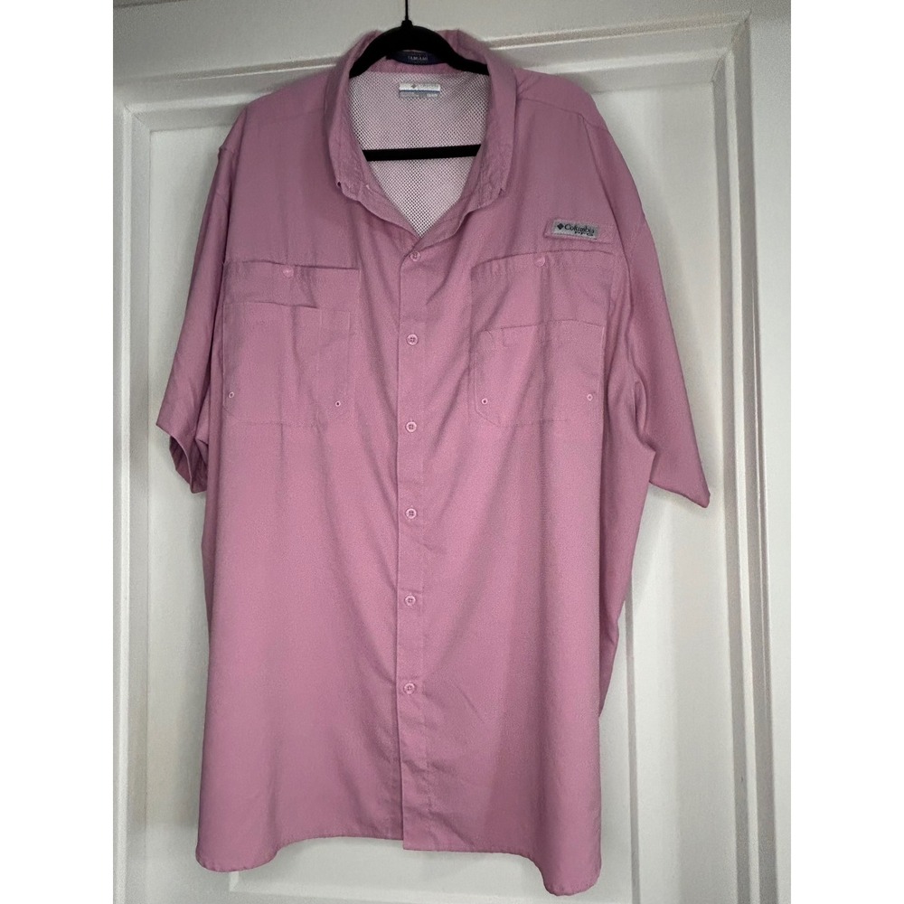 Columbia PFG Tamiami Mens 4X Pink Short Sleeve Fishing Shirt FS7266 Omni-Shade